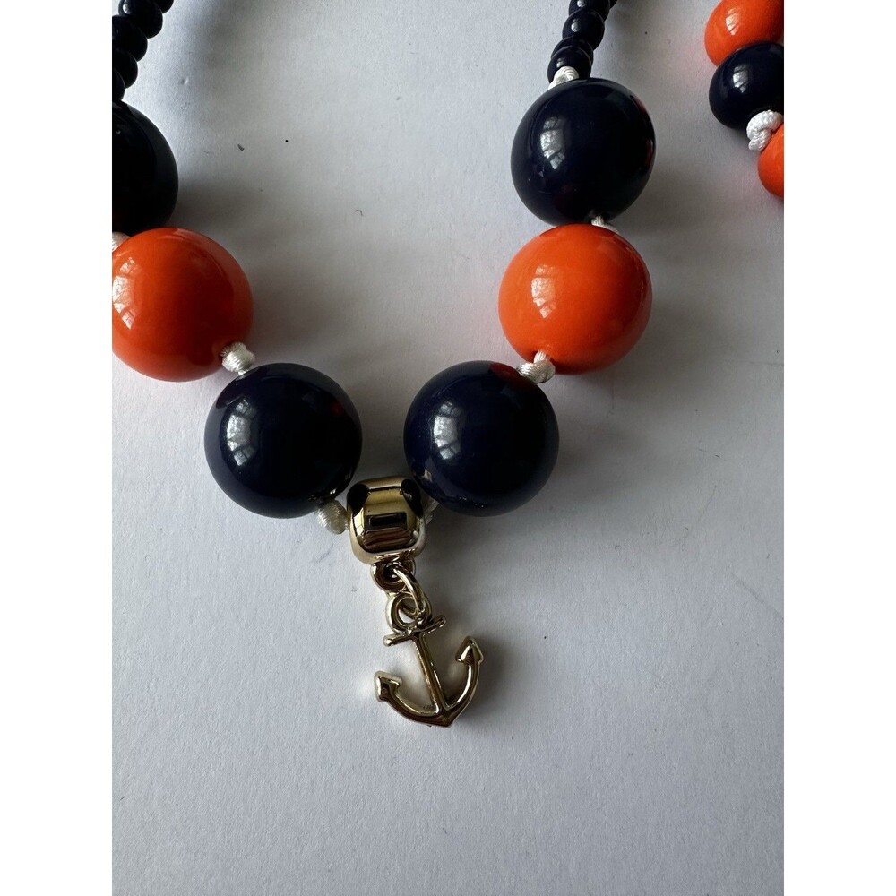 Gymboree Jewelry Necklace Bracelet Set Anchors Navy Orange - Picture 2 of 4